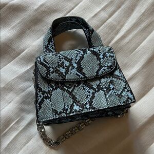 Zara Blue Faux Snakeskin Mini Bag